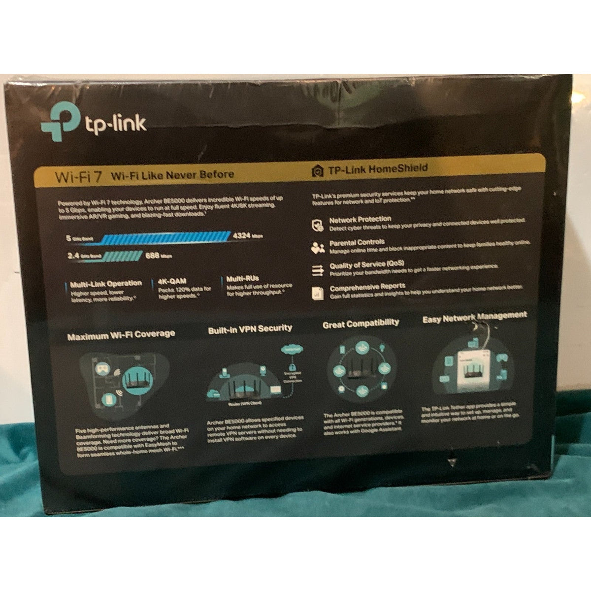 Brand NEW TP-Link Archer BE5000 Dual-Band Wi-Fi 7 Router Black