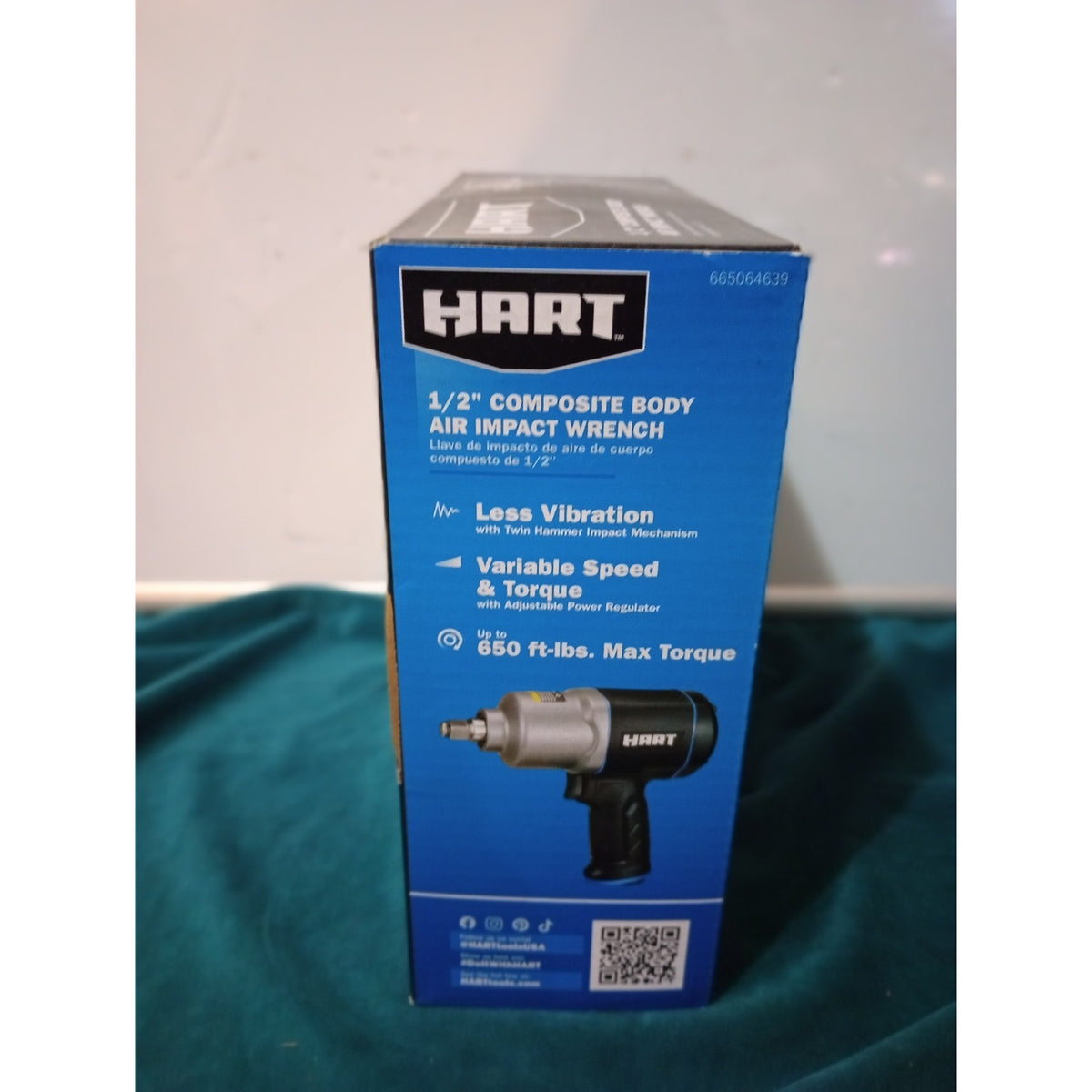 HART 1/2 in. Composite Body Air Impact Wrench, Powerful Twin-hammer Impact