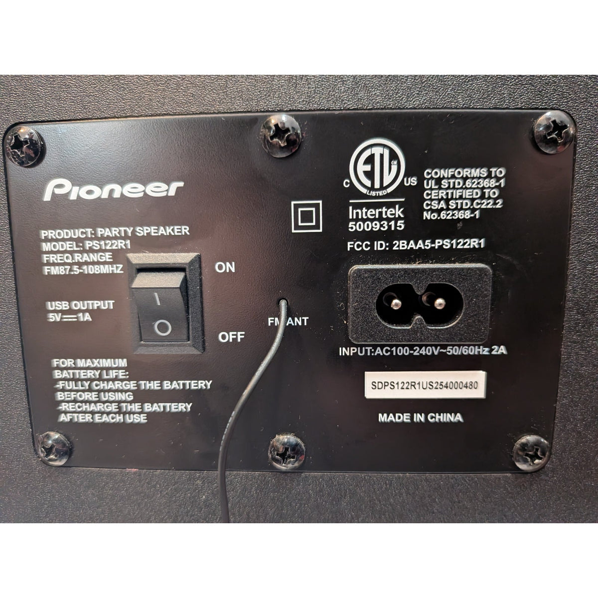 Pioneer Party Speaker with Mics / PS122R1