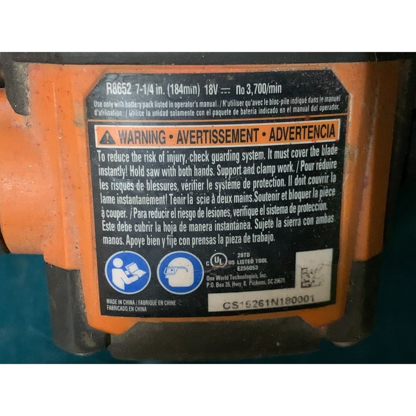 RIDGID Gen 5X 7-1/4 inch Circular Saw. 18v. R8652. Tool Only.