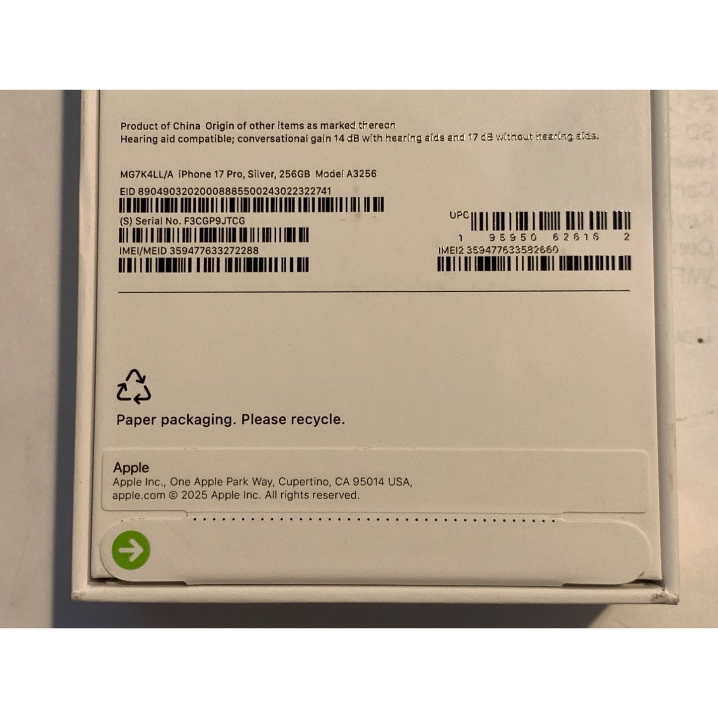 Apple iPhone 17 Pro 256 GB Silver Unlocked