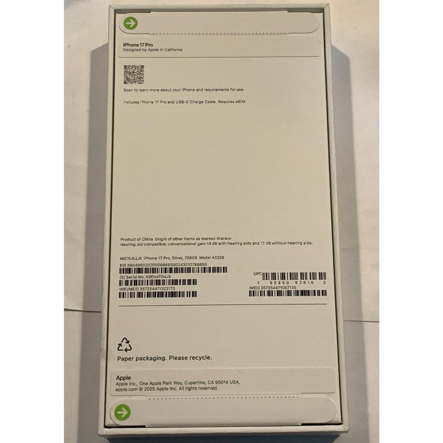Apple iPhone 17 Pro 256 GB Silver Unlocked