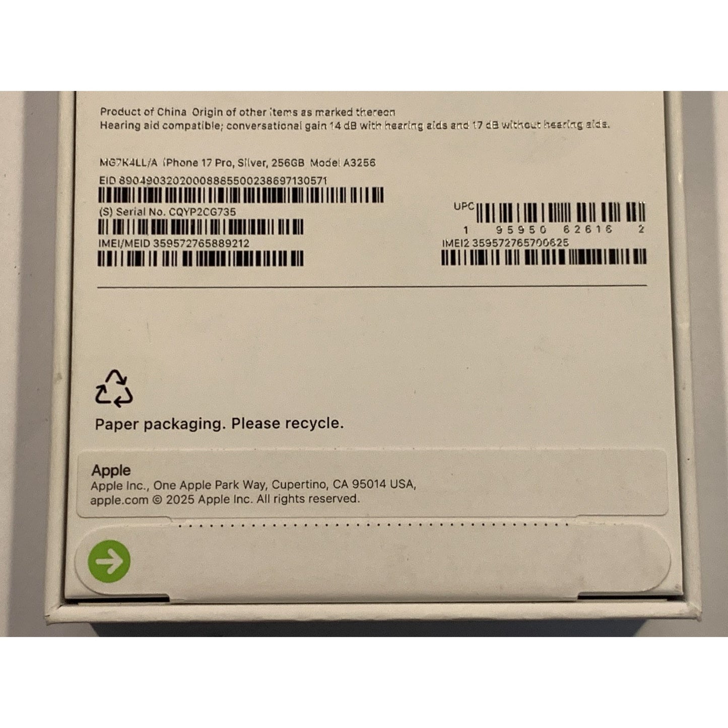 Apple iPhone 17 Pro 256 GB Silver Unlocked