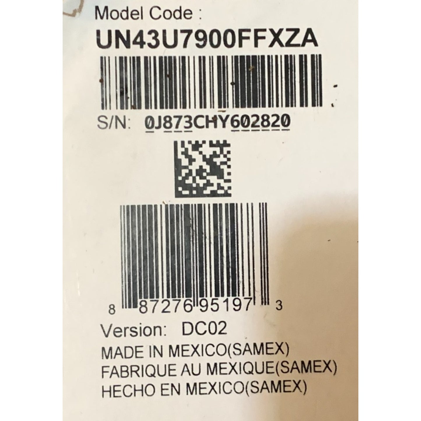 Samsung 43" Crystal UHD U7900F 4K Smart TV (2025)