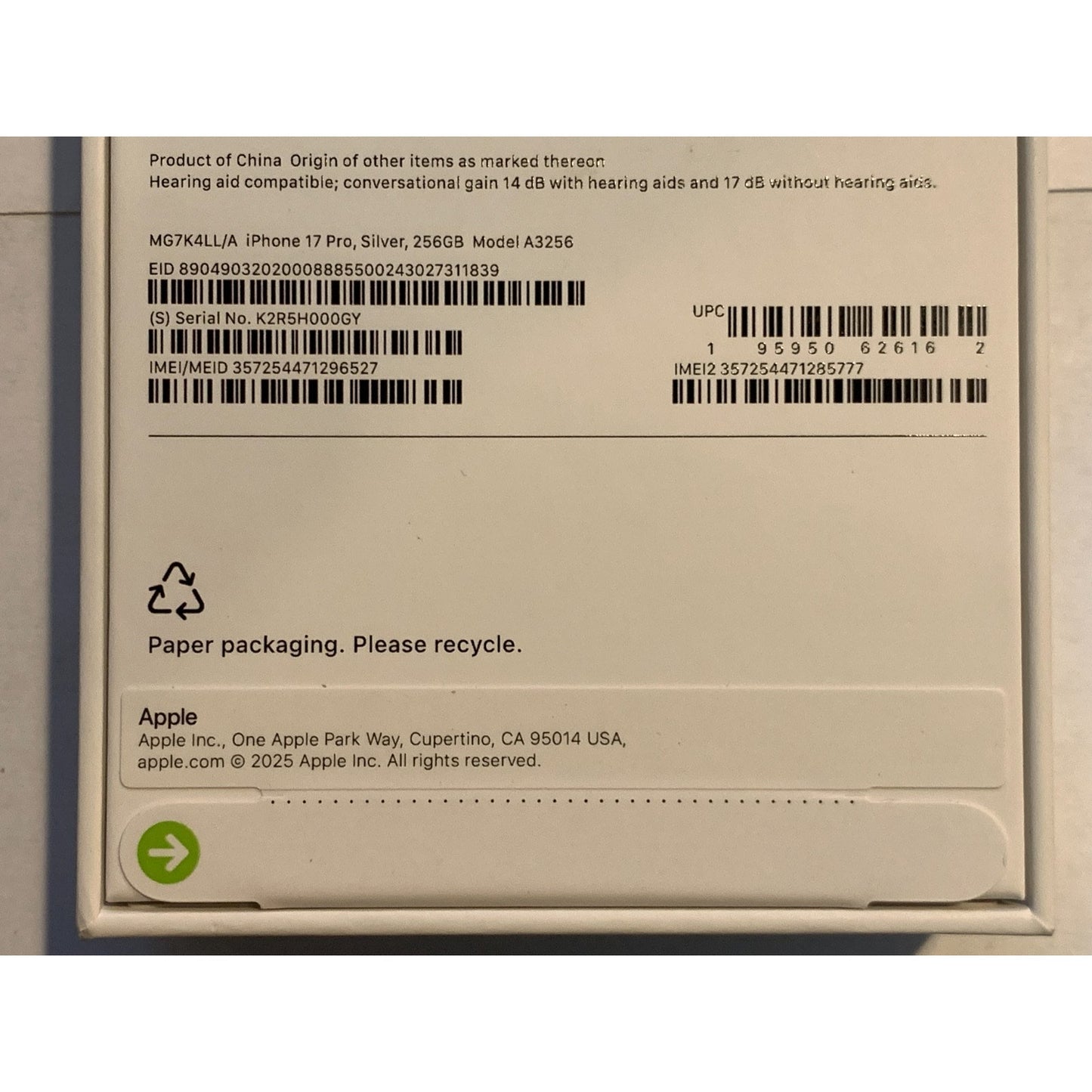 Apple iPhone 17 Pro 256 GB Silver Unlocked