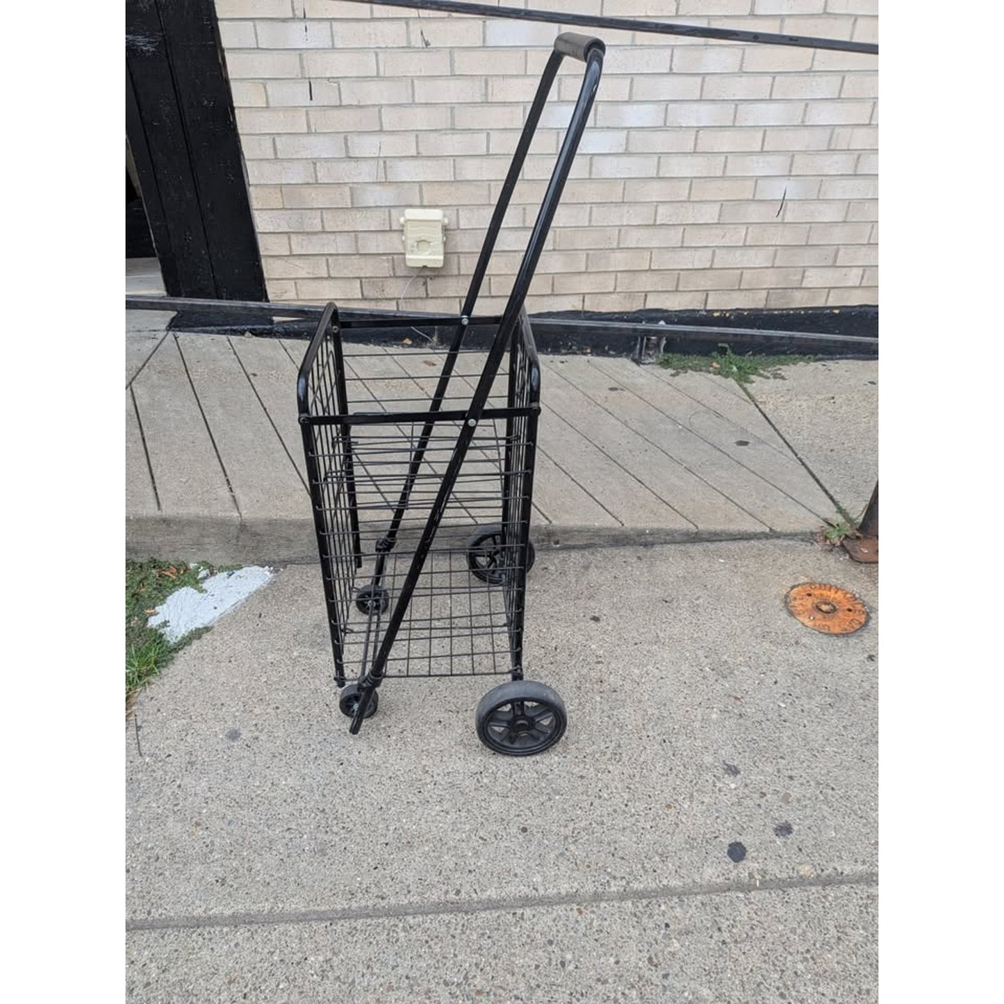 Folding Shopping Cart with Wheels and Double Basket