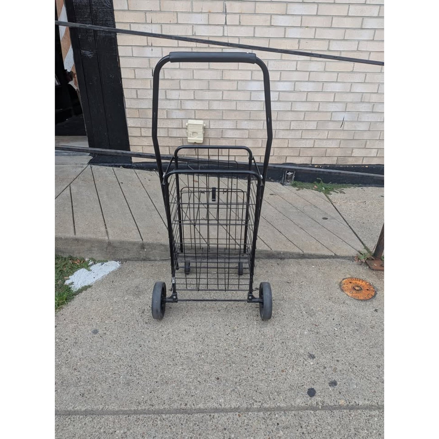 Folding Shopping Cart with Wheels and Double Basket