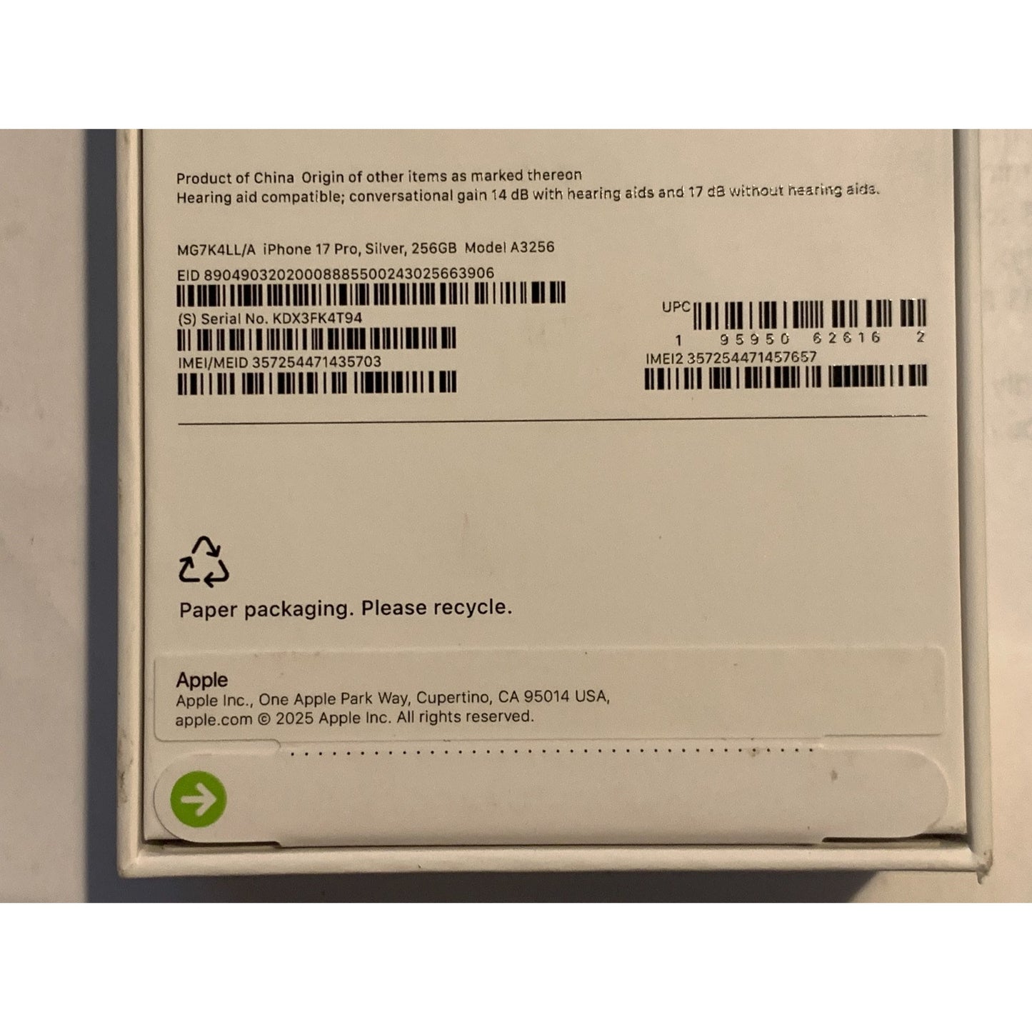 Apple iPhone 17 Pro 256 GB Silver Unlocked