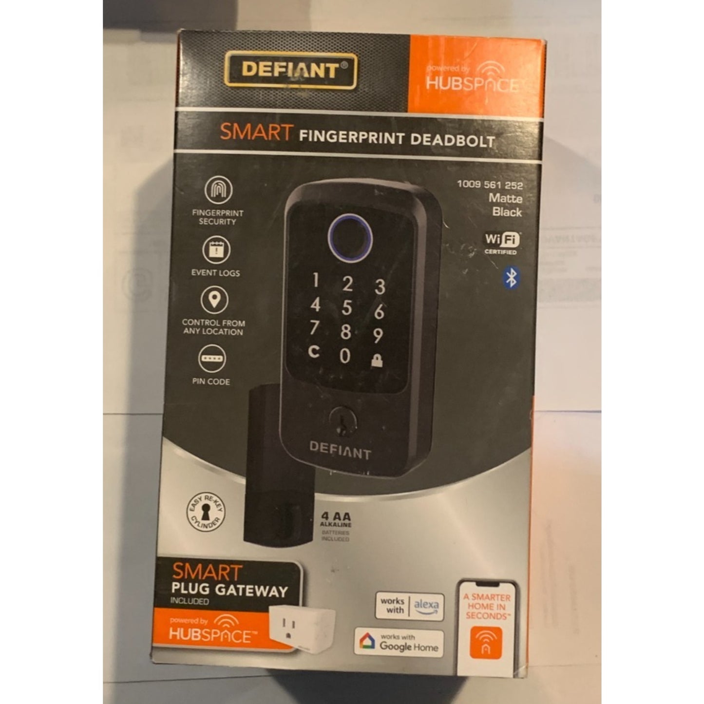 Defiant Smart Fingerprint Deadbolt Matte Black 1009 561 252
